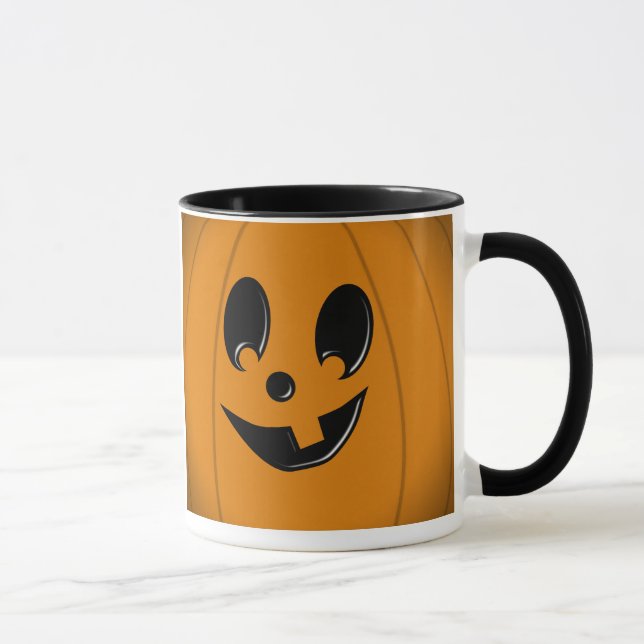 Kürbislaterne-albernes Gesicht mit einem Zahn Tasse (Rechts)