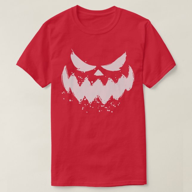 Kürbislaterne beängstigend geschnitztes Kürbisgesi T-Shirt (Design vorne)
