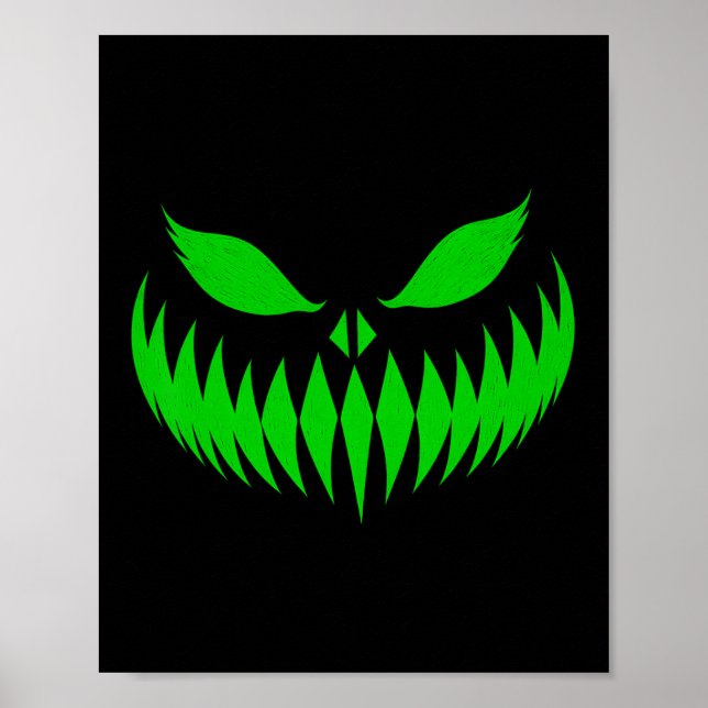 Kürbislaterne Beängstigend Pumpkin Face Halloween  Poster (Vorne)