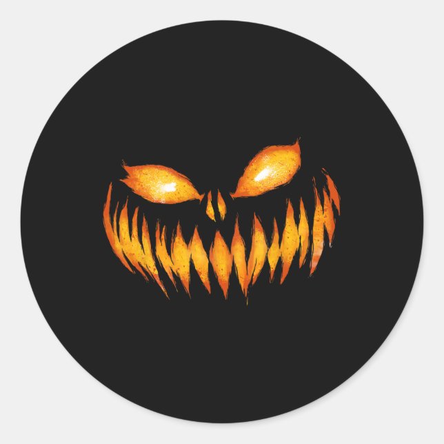 Kürbislaterne Beängstigende Kürbisgewächse Hallowe Runder Aufkleber (Vorderseite)
