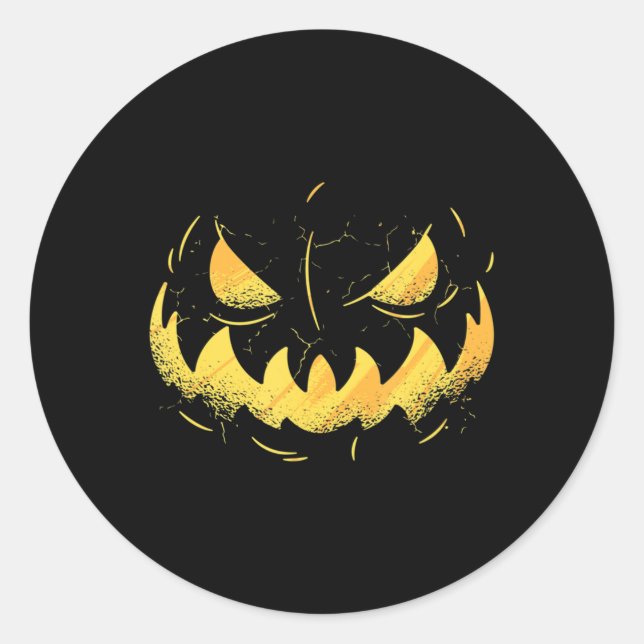 Kürbislaterne Beängstigende Kürbisgewächse Hallowe Runder Aufkleber (Vorderseite)
