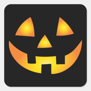 Kürbislaterne Creepy Pumpkin Face Halloween Quadratischer Aufkleber