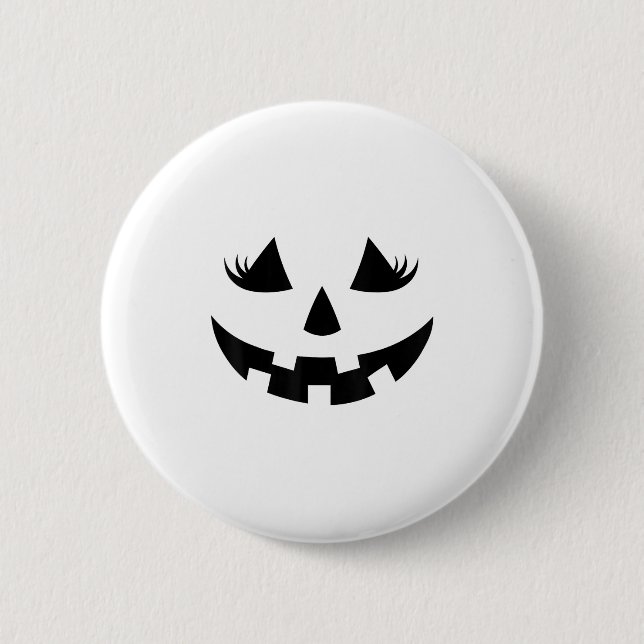 Kürbislaterne Face Pumpkin Eyelashes Halloween Button (Vorderseite)