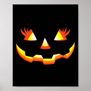 Kürbislaterne Face Pumpkin Eyelashes Halloween Co Poster