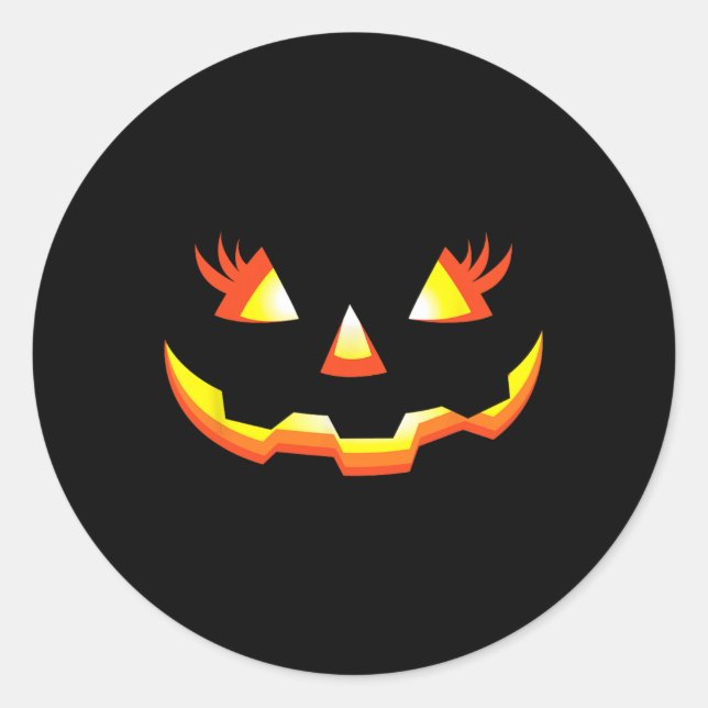 Kürbislaterne Face Pumpkin Eyelashes Halloween Co Runder Aufkleber (Vorderseite)