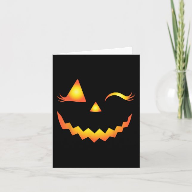 Kürbislaterne Face Pumpkin Eyelashes Hallowen Cos Karte (Vorderseite)
