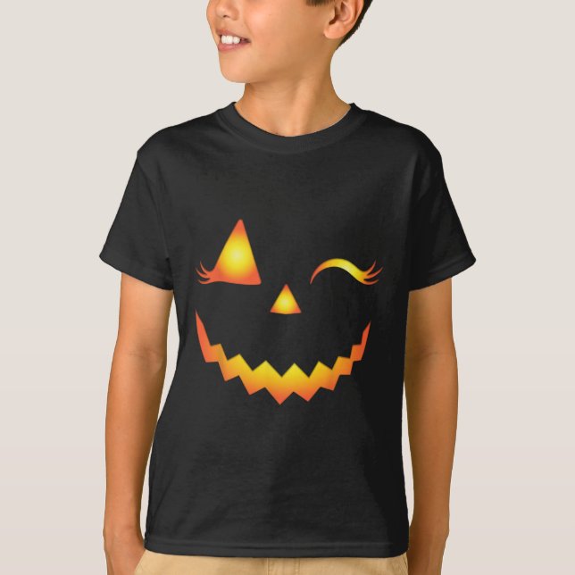 Kürbislaterne Face Pumpkin Eyelashes Hallowen Cos T-Shirt (Vorderseite)