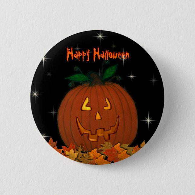 Kürbislaterne-glücklicher Halloween-Knopf Button (Vorderseite)