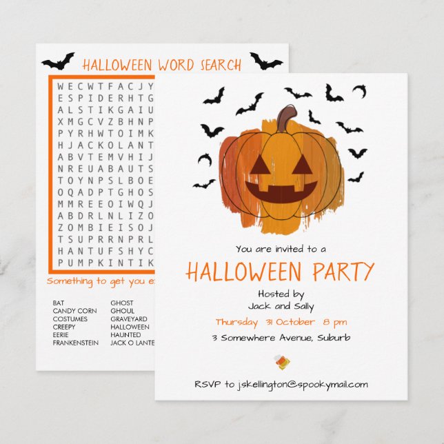 Kürbislaterne Halloween Einladung (Vorne/Hinten)