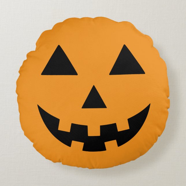 Kürbislaterne Halloween-Kürbisgesicht Rundes Kissen (Vorderseite)