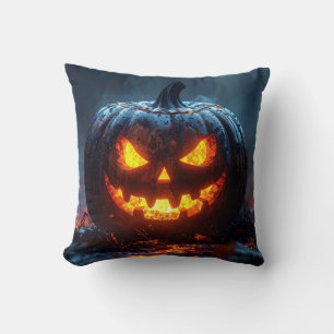 Kürbislaterne Halloween mit leuchtenden Augen, dun Kissen