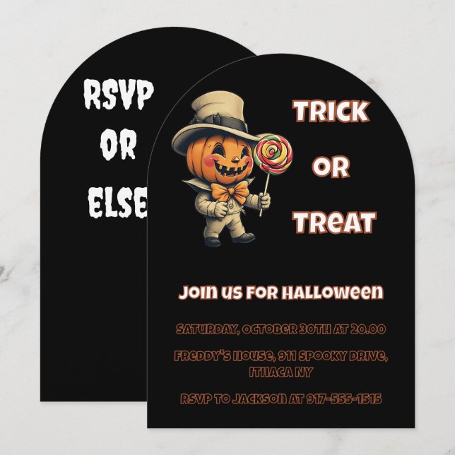 Kürbislaterne Halloween-Party Einladung (Vorne/Hinten)