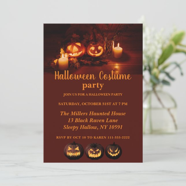 Kürbislaterne Halloween-Party Einladung (Stehend Vorderseite)