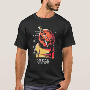 Kürbislaterne Halloween Pumpkin Police Line Up Mu T-Shirt