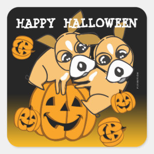 Kürbislaterne Halloween Sticker Chihuahau 1