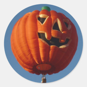 Kürbislaterne-Heißluft-Ballon-Aufkleber Runder Aufkleber