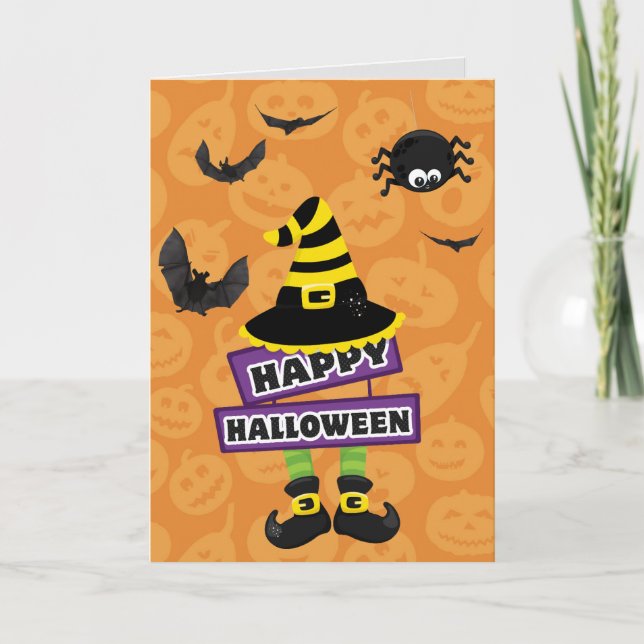Kürbislaterne Hexensigne Halloween Karte (Vorderseite)