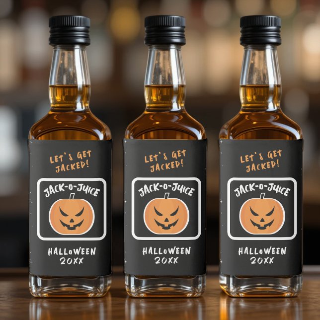 Kürbislaterne Juice Halloween Pumpkin Pun Joke Alkoholflaschenetikett (Jack O Lantern Juice Halloween Pumpkin Pun Joke Liquor Bottle Label
)