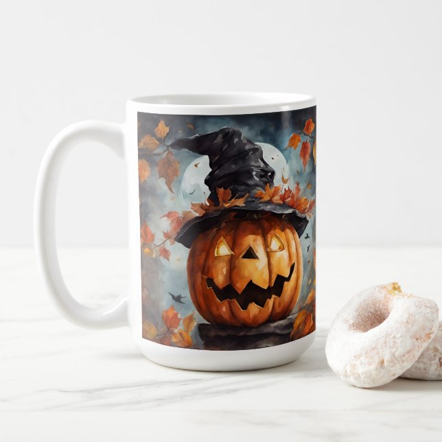 Kürbislaterne Kaffeetasse (Mit Donut)