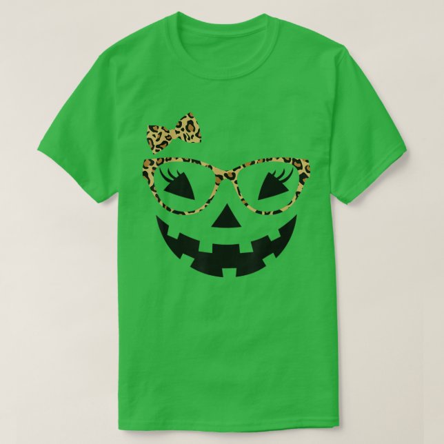 Kürbislaterne Leopard Brillenpumpe T-Shirt (Design vorne)