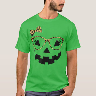 Kürbislaterne Leopard Brillenpumpe T-Shirt