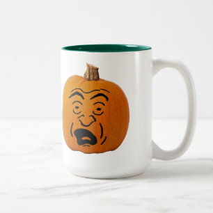 Kürbislaterne mit ängstlichem Gesicht, Halloween-K Zweifarbige Tasse