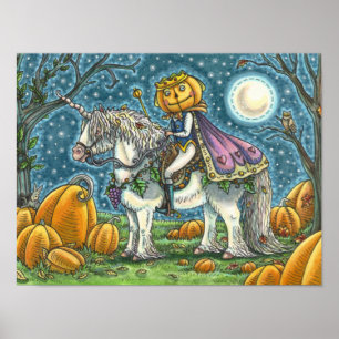 KÜRBISLATERNE PRINCE AUF SEINEM MAGIC UNICORN PONY POSTER