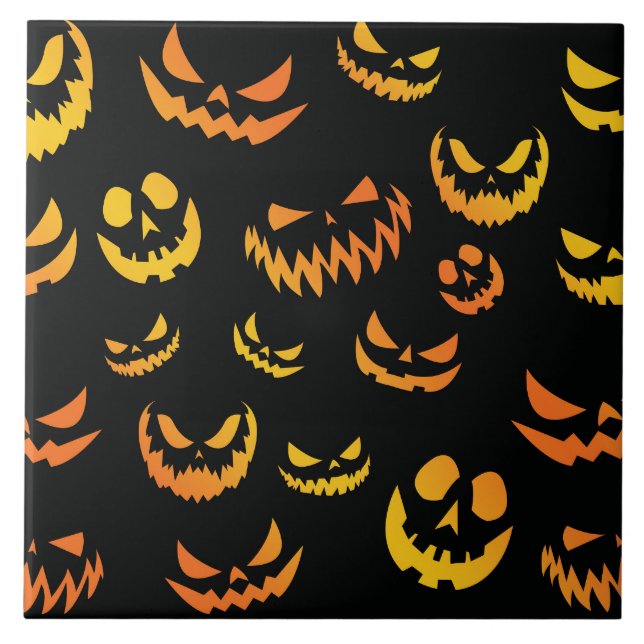 Kürbislaterne Pumpkin Face Fliese (Vorderseite)