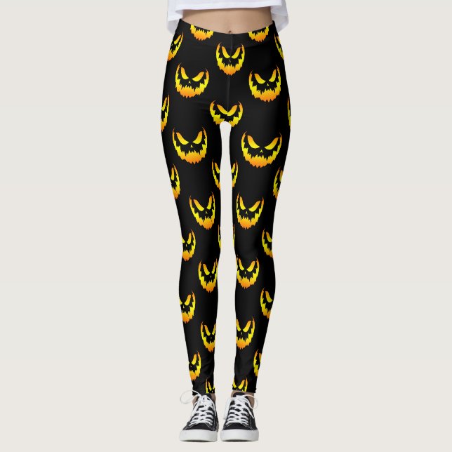 Kürbislaterne Pumpkin Face Gradient Leggings (Vorderseite)