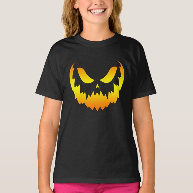 Kürbislaterne Pumpkin Face Gradient T-Shirt (Vorderseite)
