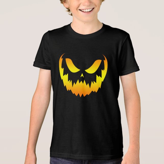 Kürbislaterne Pumpkin Face Gradient Tri-Blend Shirt (Vorderseite)