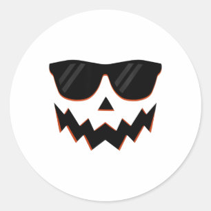 Kürbislaterne Pumpkin Face Hallowen Kostüm Sungl Runder Aufkleber