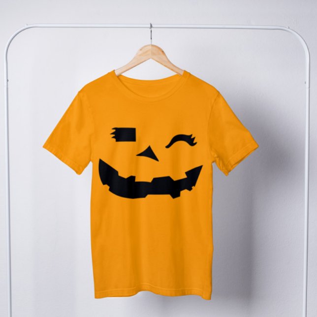 Kürbislaterne Pumpkin Face Orange Halloween T-Shirt (Von Creator hochgeladen)