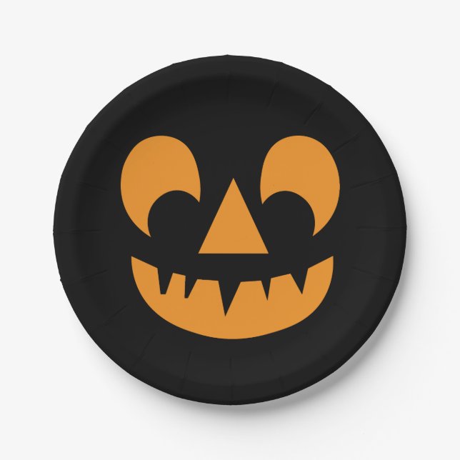 Kürbislaterne Pumpkin Face Pappteller (Vorderseite)