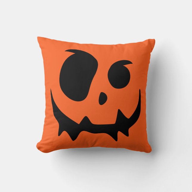 Kürbislaterne Pumpkin Face Throw Kissen (Vorderseite)