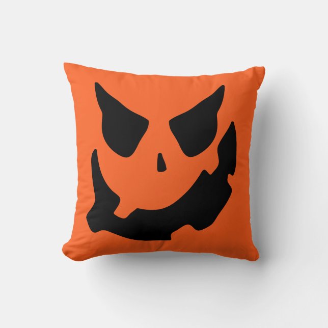 Kürbislaterne Pumpkin Face Throw Kissen (Vorderseite)