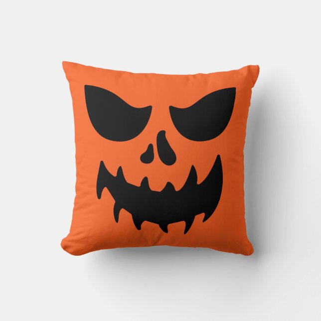 Kürbislaterne Pumpkin Face Throw Kissen (Vorderseite)