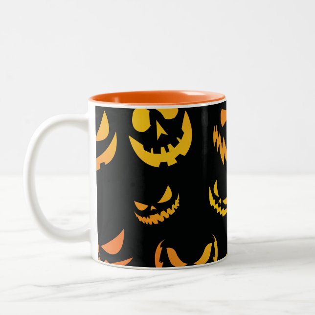 Kürbislaterne Pumpkin Face Zweifarbige Tasse (Links)