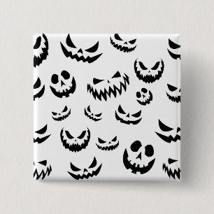 Kürbislaterne Pumpkin Gesicht Schwarz-Weiß Button