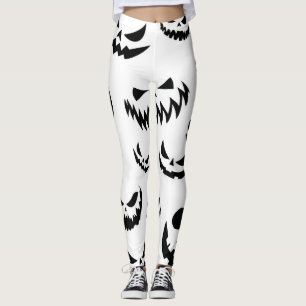 Kürbislaterne Pumpkin Gesicht Schwarz-Weiß Leggings