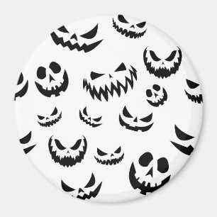 Kürbislaterne Pumpkin Gesicht Schwarz-Weiß Magnet