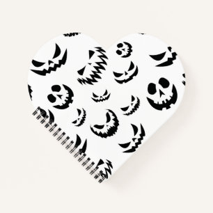 Kürbislaterne Pumpkin Gesicht Schwarz-Weiß Notizbuch