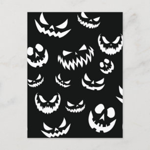 Kürbislaterne Pumpkin Gesicht Schwarz-Weiß Postkarte
