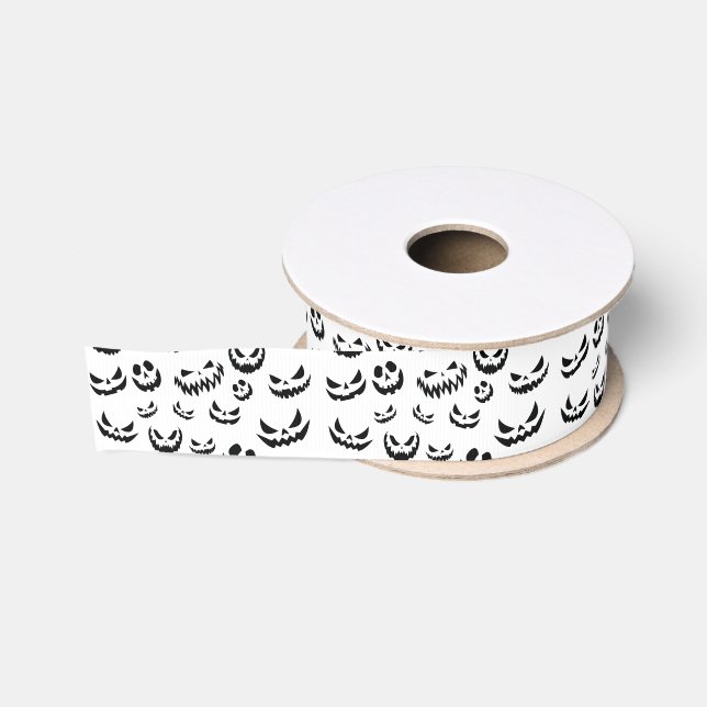 Kürbislaterne Pumpkin Gesicht Schwarz-Weiß Ripsband (Spule)