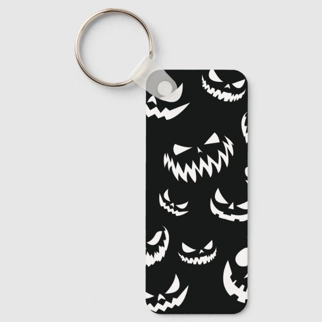 Kürbislaterne Pumpkin Gesicht Schwarz-Weiß Schlüsselanhänger (Vorderseite)