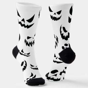 Kürbislaterne Pumpkin Gesicht Schwarz-Weiß Socken
