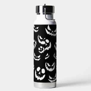 Kürbislaterne Pumpkin Gesicht Schwarz-Weiß Trinkflasche