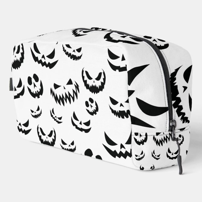 Kürbislaterne Pumpkin Gesicht Schwarz-Weiß Waschbeutel (Rechte Ecke)