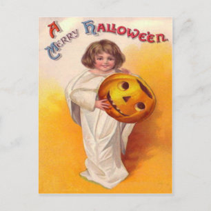 Kürbislaterne Pumpkin Ghost Child Postkarte