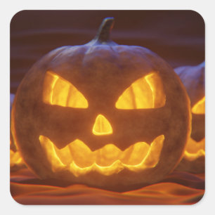 Kürbislaterne Pumpkin Halloween Quadratischer Aufkleber